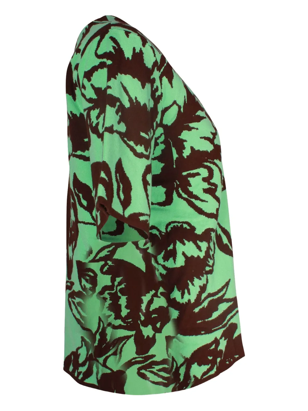 Pre-owned Dries Van Noten Floral Jacquard-knit Top In Green