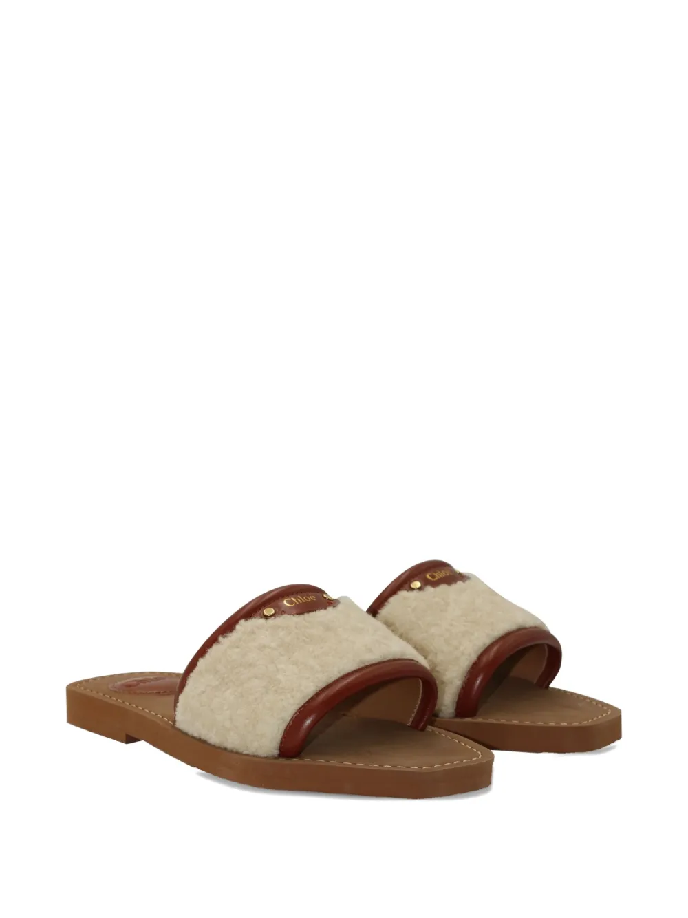 Chloé Vintage shearling flat sandals - Beige