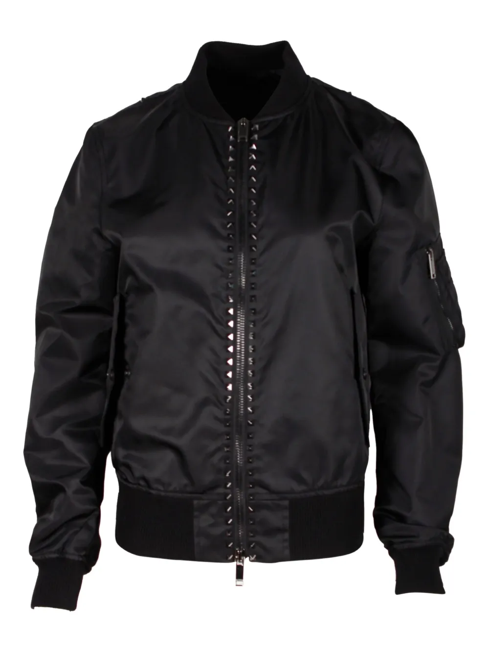 Pre-owned Valentino Rockstud-embellished Bomber Jacket In Black