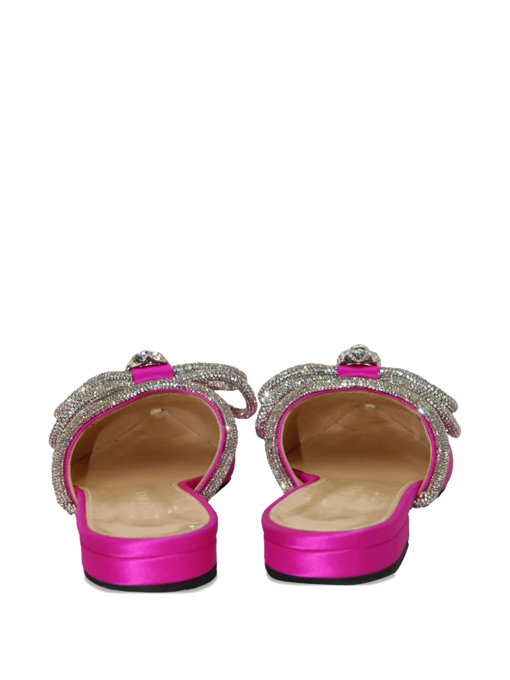 Pre-owned Mach&mach Crystal-embellished Bow Slippers In Pink