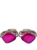 MACH & MACH crystal-embellished bow slippers - Pink