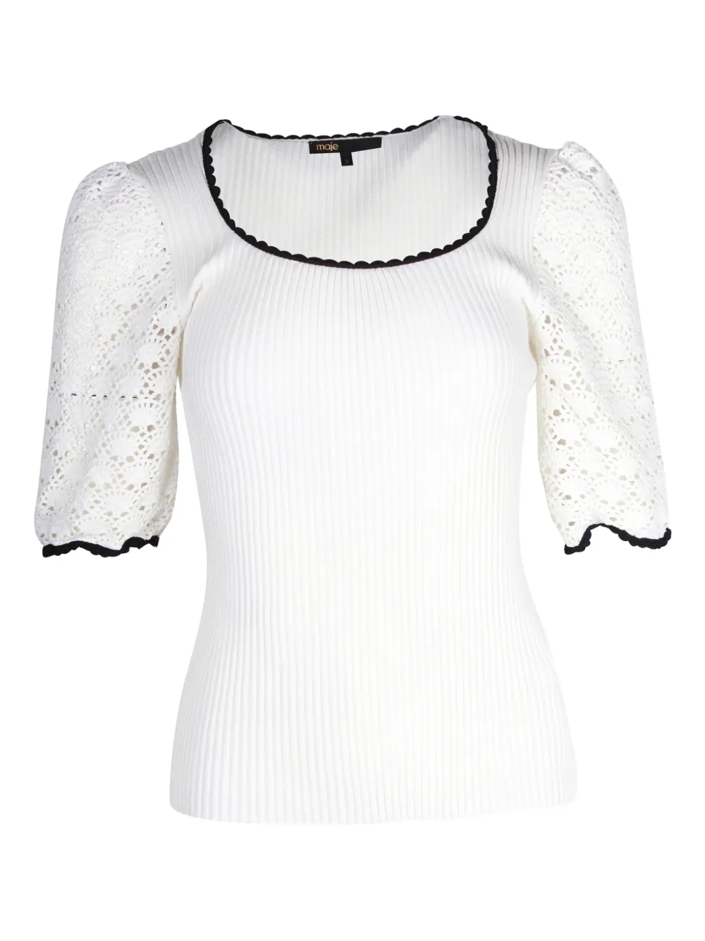Maje crochet-sleeve ribbed top | White | Image 1