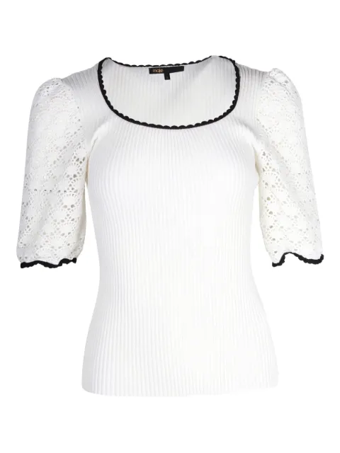 Maje crochet-sleeve ribbed top