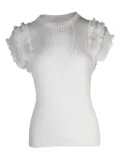 Chloé Vintage ruffled-sleeves ribbed T-shirt - White