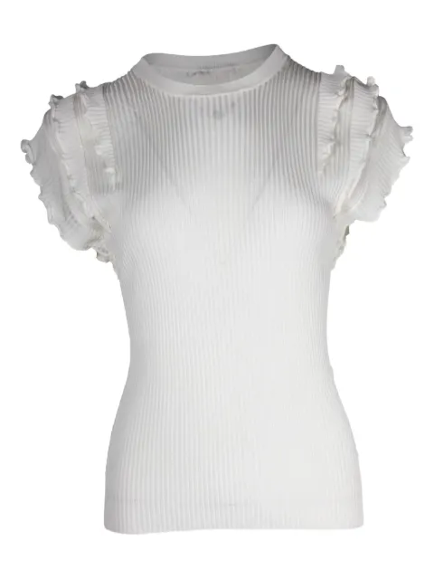 Chloé Vintage ruffled-sleeves ribbed T-shirt 