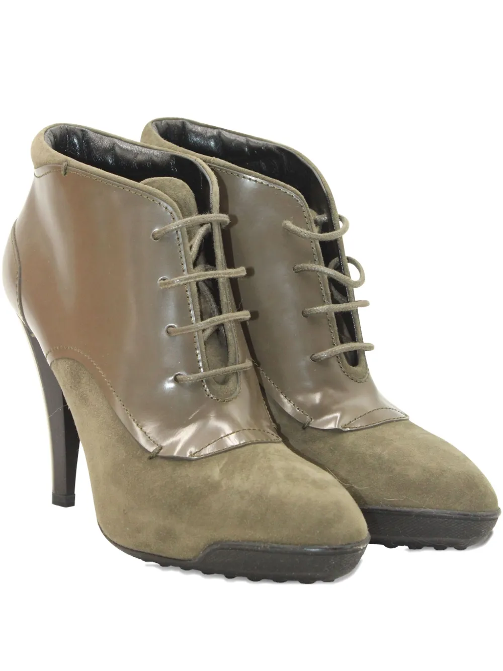 Pre-owned Tod's Vintage Suede Lace-up Boots In Green