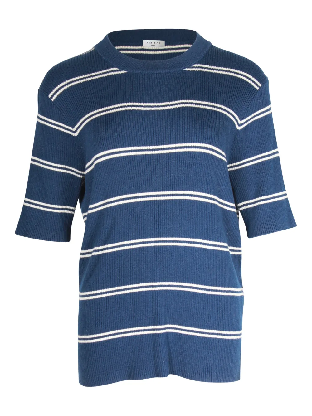 SANDRO striped ribbed knit T-shirt | Blue | Image 1