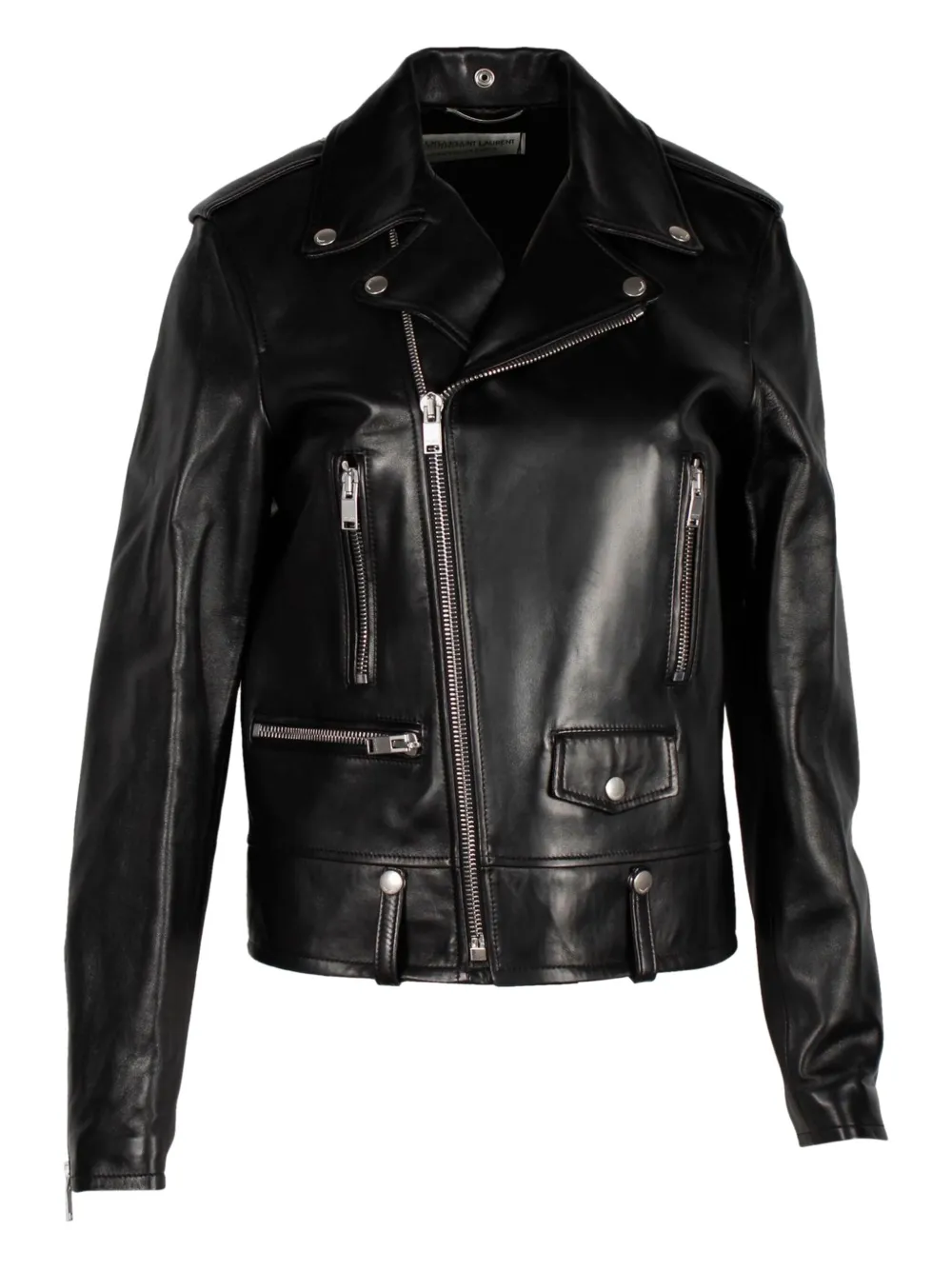 Saint Laurent Pre-Owned leather biker jacket | Black | Image 1