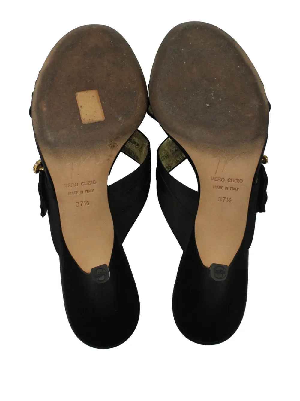 Pre-owned Giuseppe Zanotti Vintage Crystal-embellished Heeled Sandals In Black