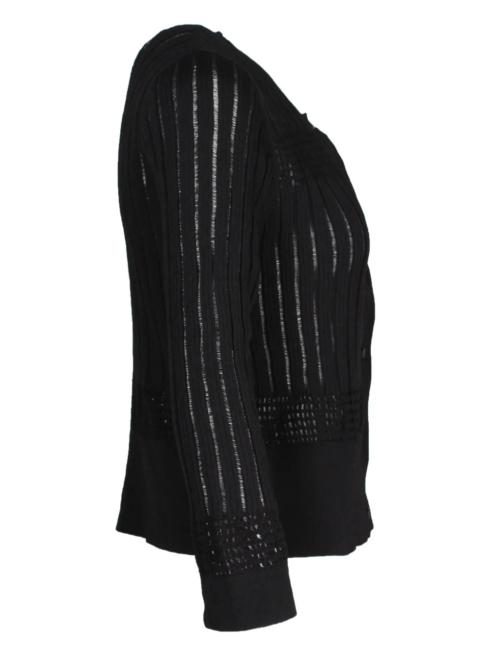 Pre-owned Sandro Ribbed Cardigan In Black
