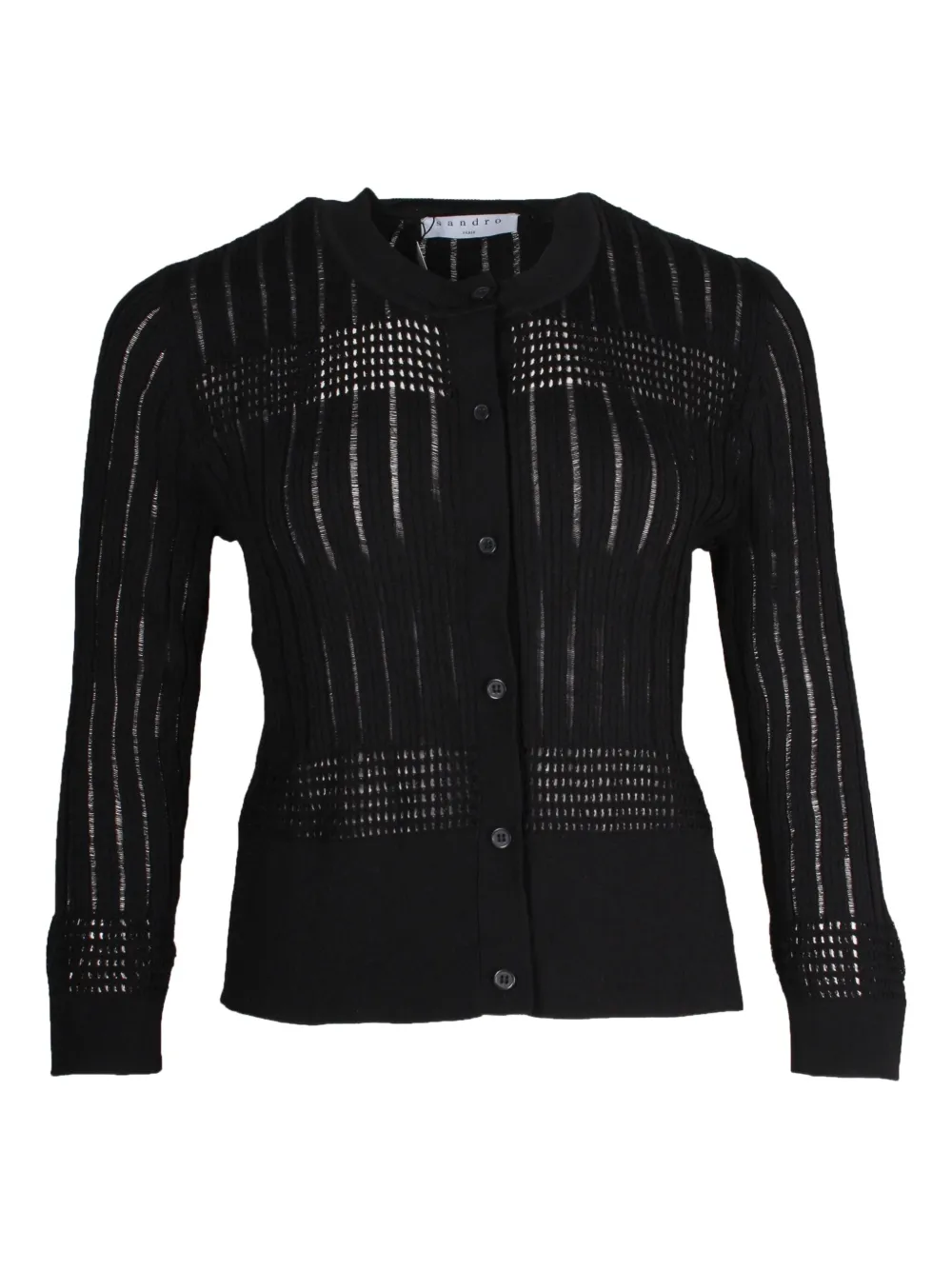 Pre-owned Sandro Ribbed Cardigan In Black