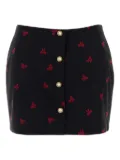 Alessandra Rich bow-print button skirt - Black