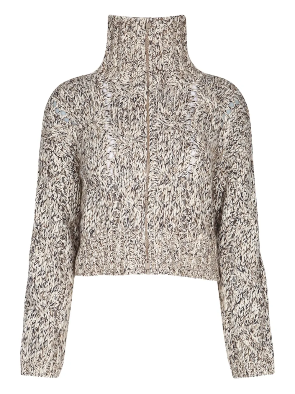 Brunello Cucinelli Dazzling Cable-knit Cardigan In Neutral
