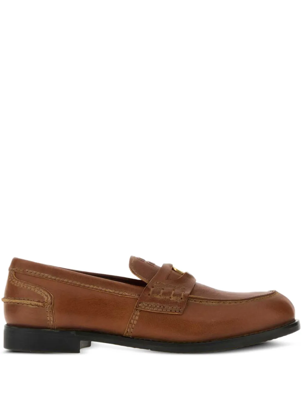 Miu Leren loafers Bruin