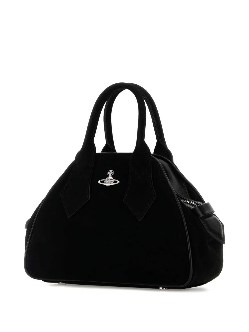 Vivienne Westwood Structured Pebbled Texture Shoulder Bag With Dual Handles In Black