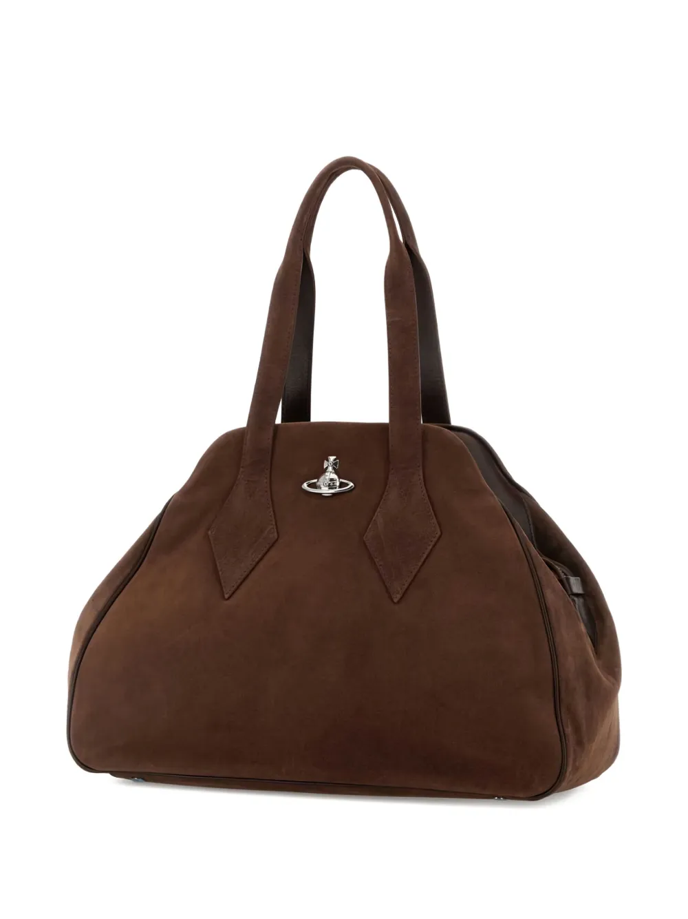 Vivienne Westwood Chocolate Suede Large Yasmine Shoulder Bag In Brown