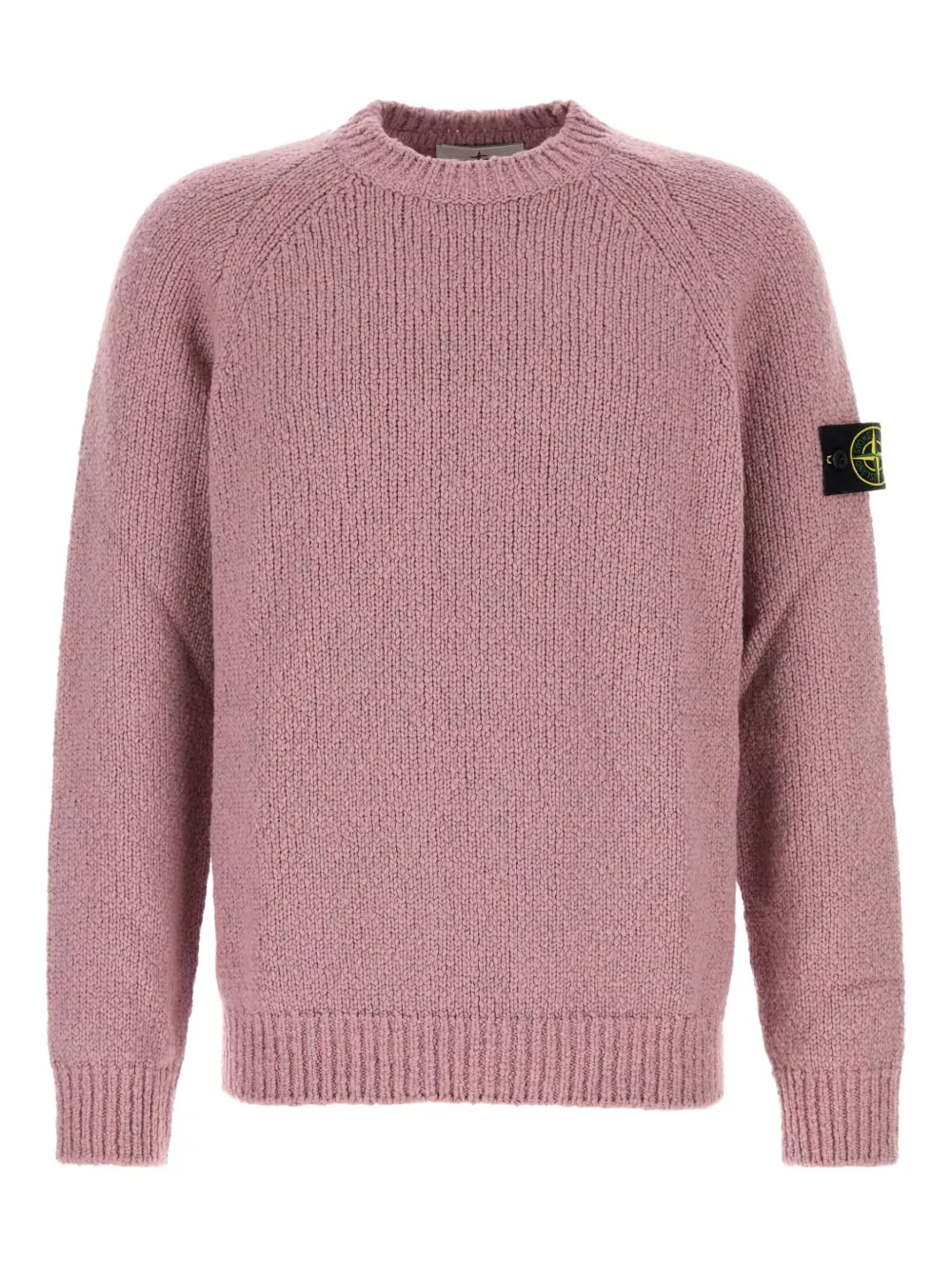 Stone Island Classic Knit Blue Sweater With Ribbed Detailing In Pink