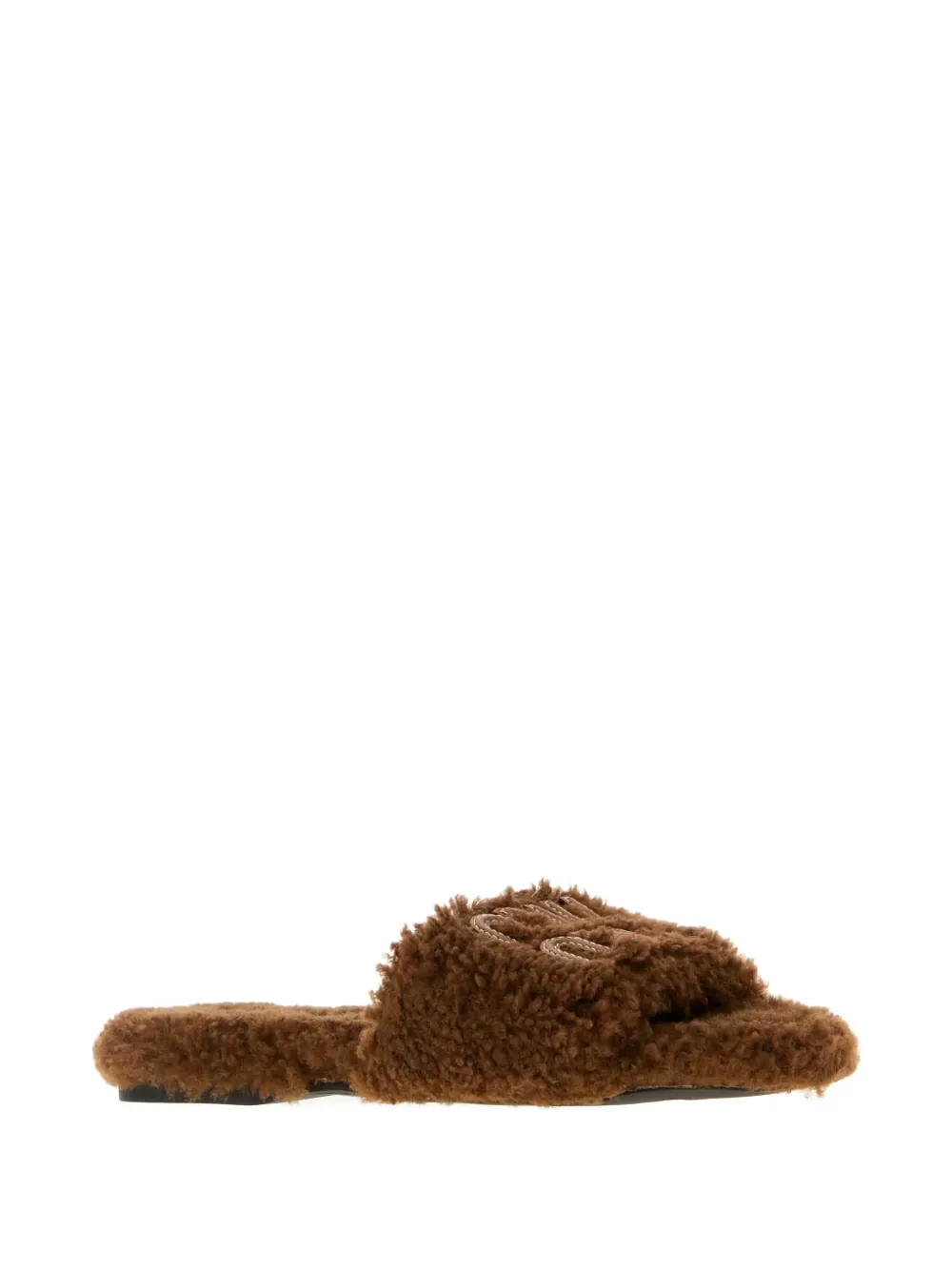 Miu Miu shearling logo-embellished slippers - Bruin