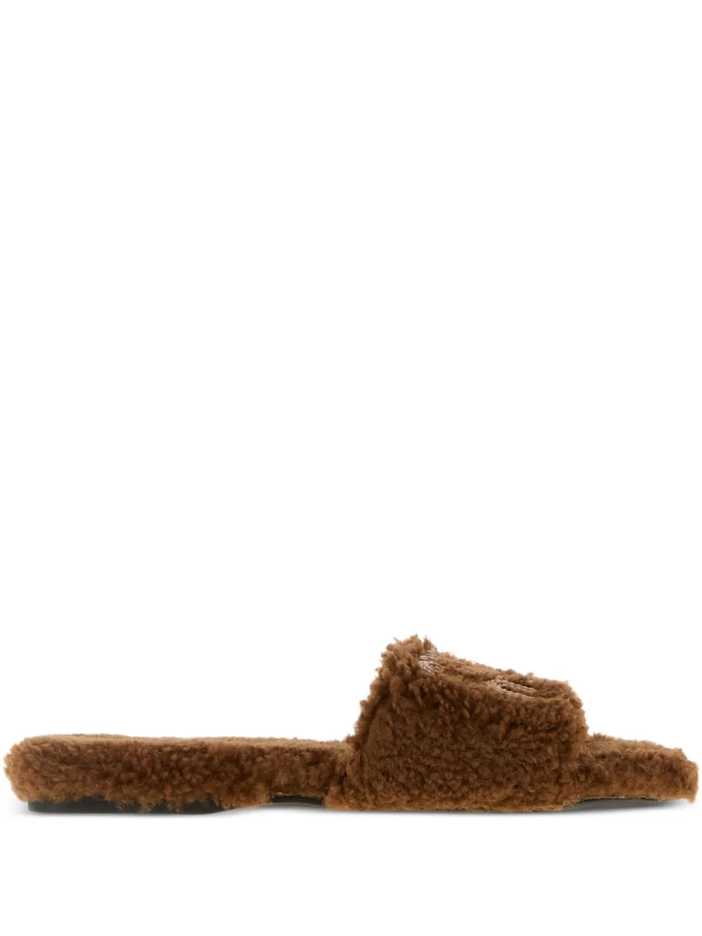 Miu Lammy slippers verfraaid met logo Bruin