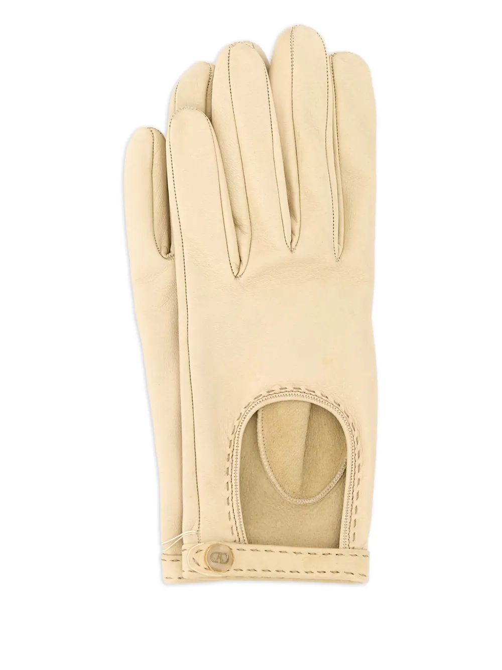 Valentino Garavani カットアウト レザーグローブ - ニュートラル Valentino Garavani カットアウト レザーグローブ - ニュートラル