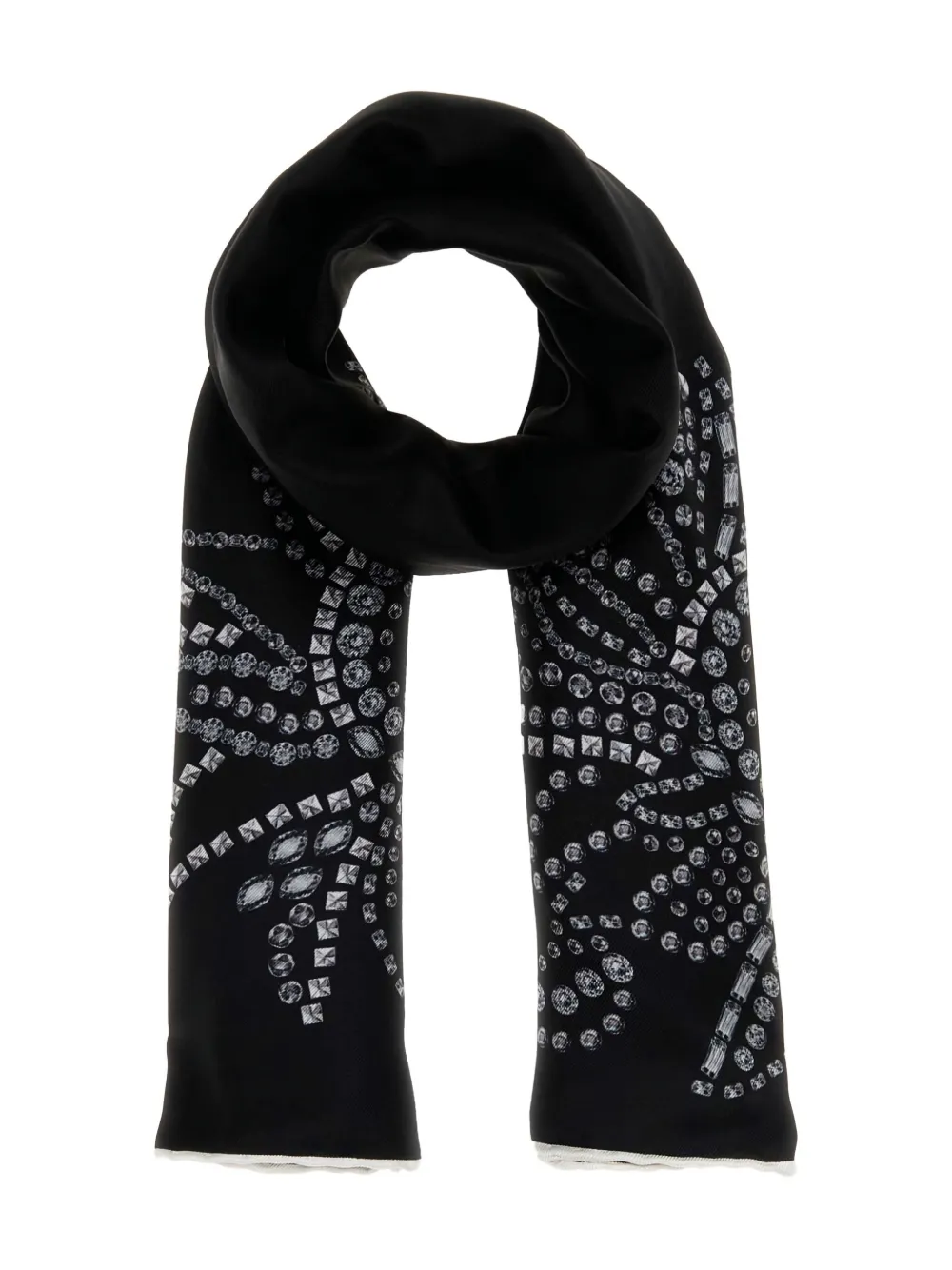 Alexander Mcqueen Crystal Sunflower Scarf In Black