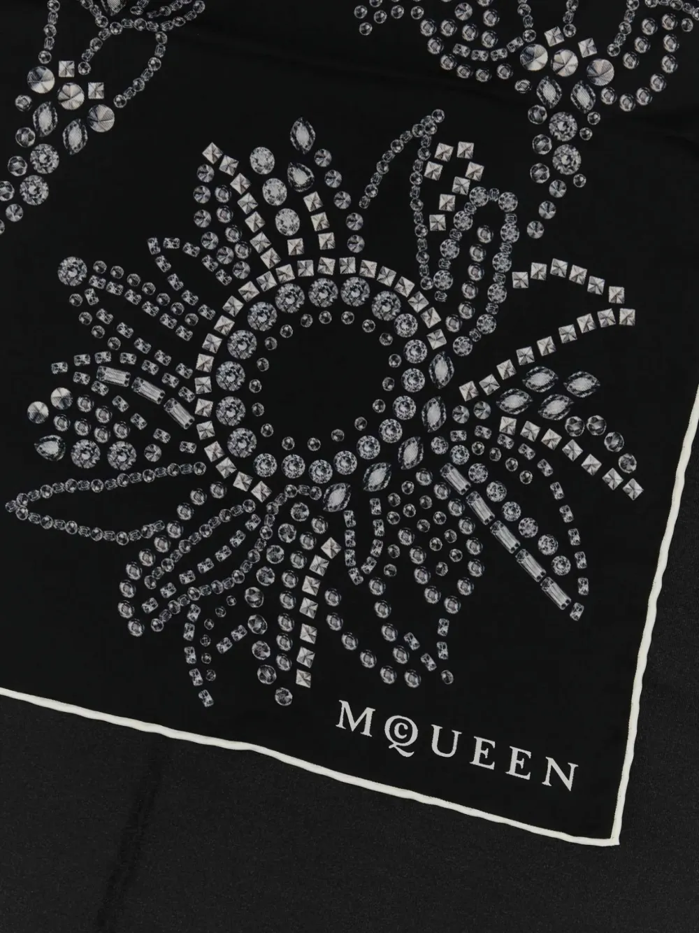 Alexander Mcqueen Crystal Sunflower Scarf In Black