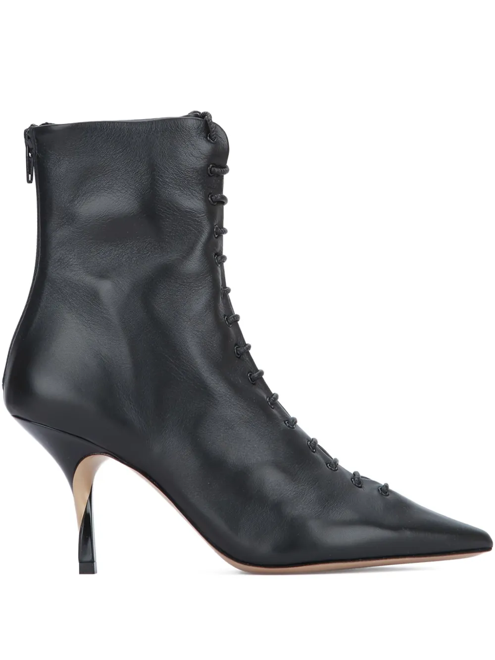 Jacquemus 75mm leather heeled ankle boots Black