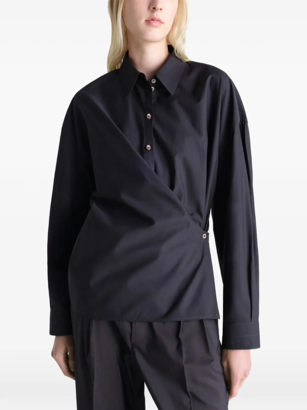 LEMAIRE Blouse van katoenblend Zwart