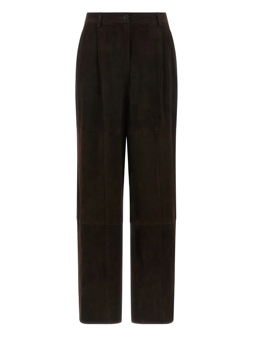 P.a.r.o.s.h Monet25w Panelled Pleated Suede Trousers In Brown
