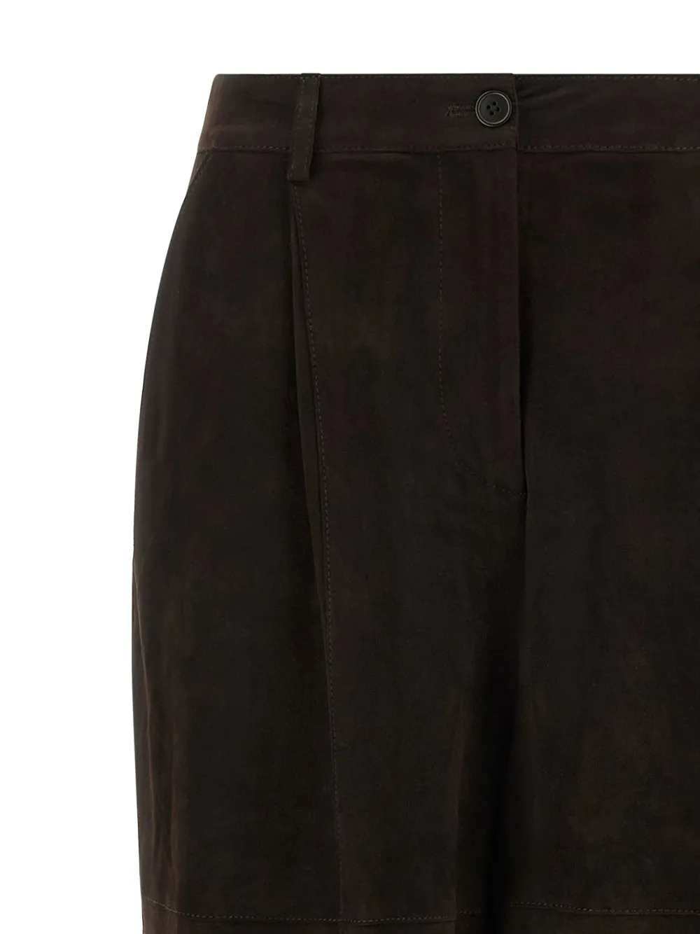 P.a.r.o.s.h Monet25w Panelled Pleated Suede Trousers In Brown