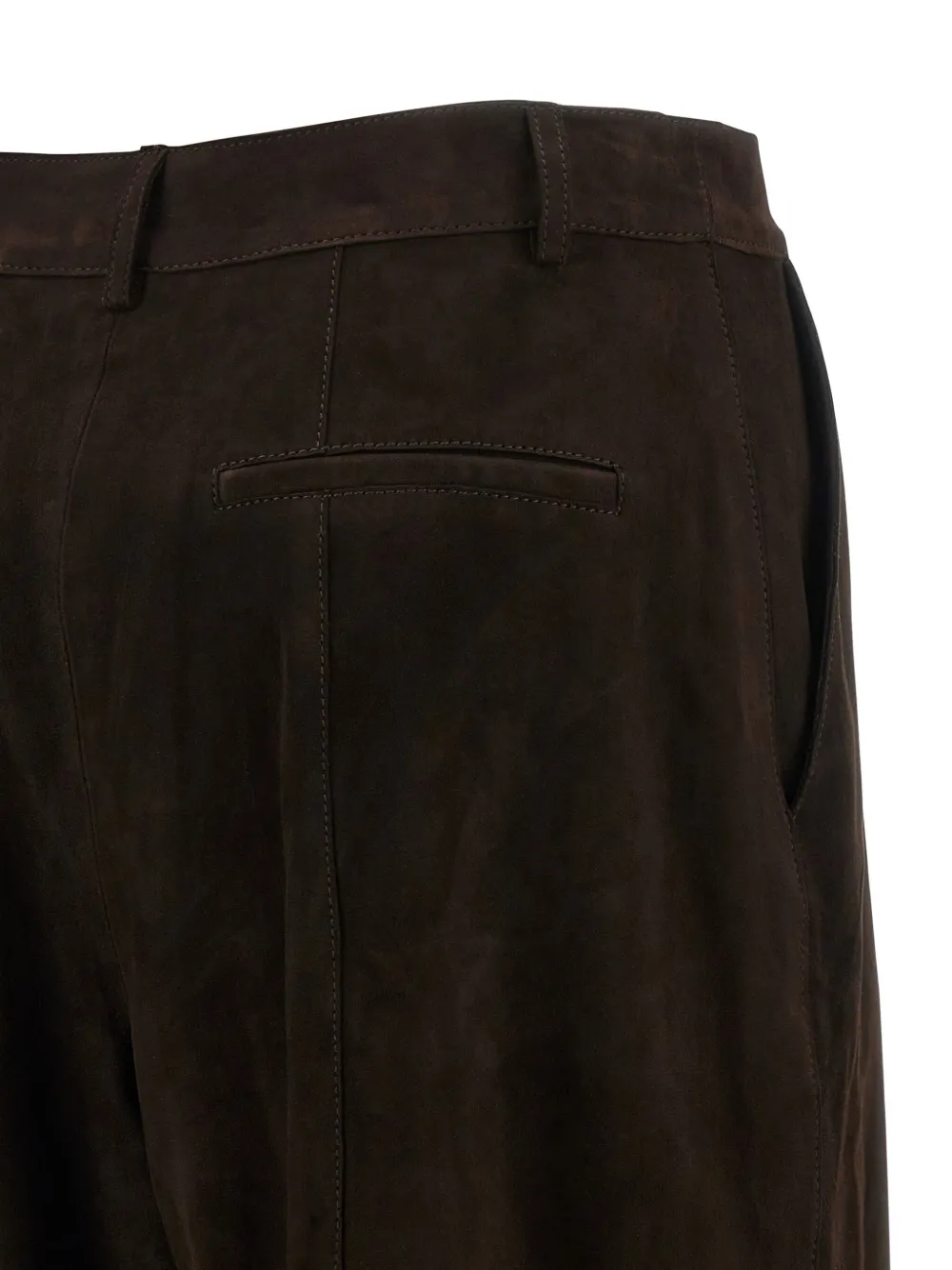 P.a.r.o.s.h Monet25w Panelled Pleated Suede Trousers In Brown