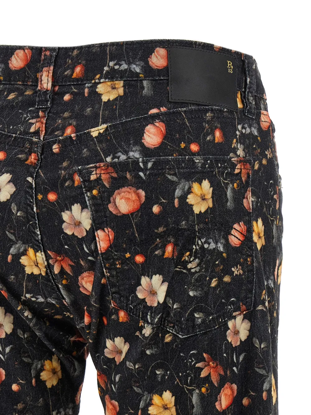 R13 Joan Kick jeans met bloemenprint Zwart