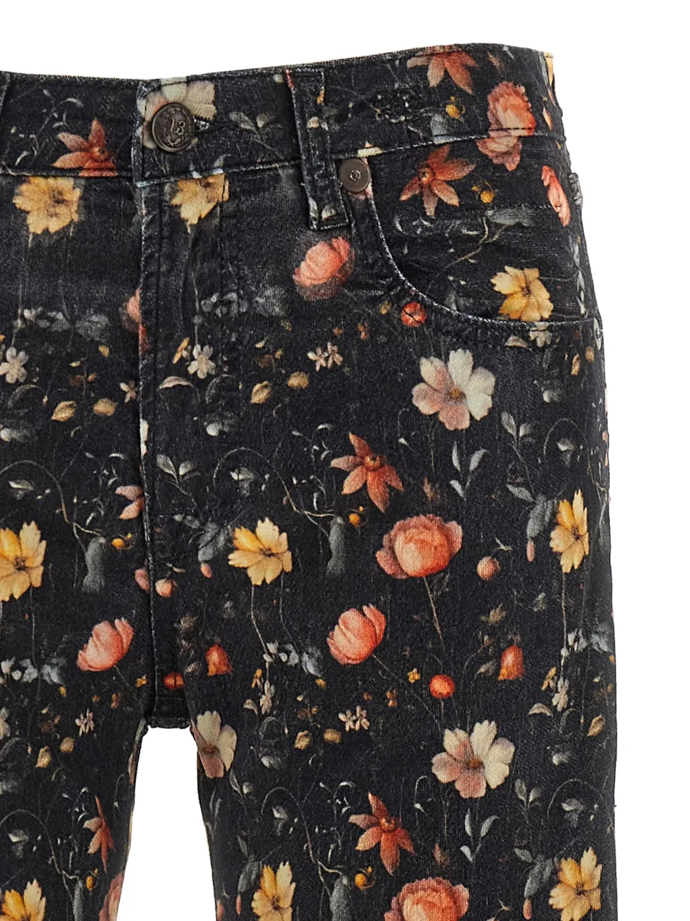 R13 Joan Kick jeans met bloemenprint Zwart