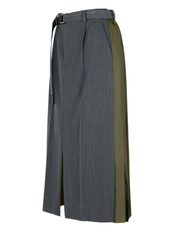 sacai ロングプリーツスカート Sacai ストライプ プリーツスカート | グレー | FARFETCH JP