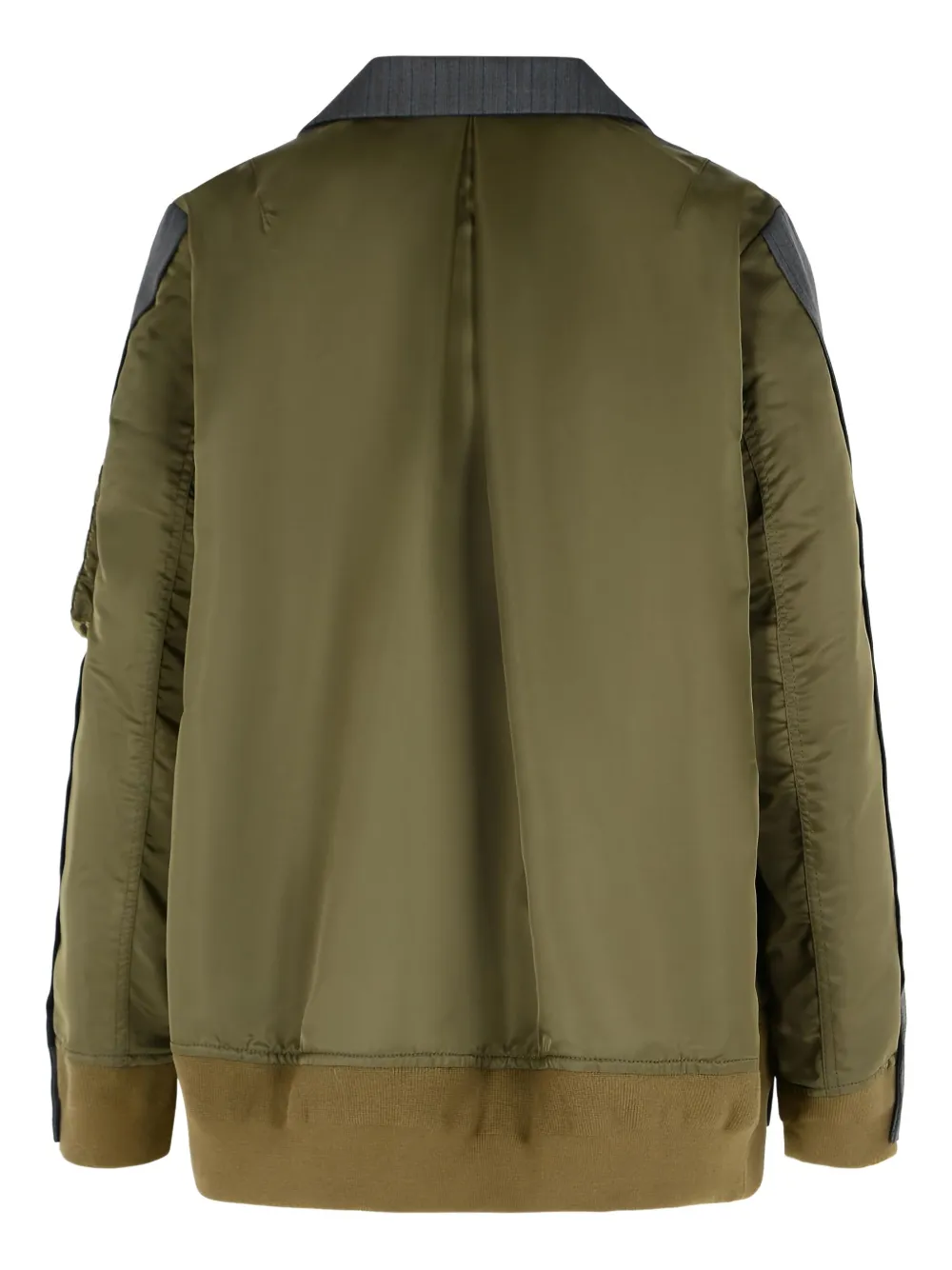 Sacai Wool And Twill Double-breasted Blazer In Gray