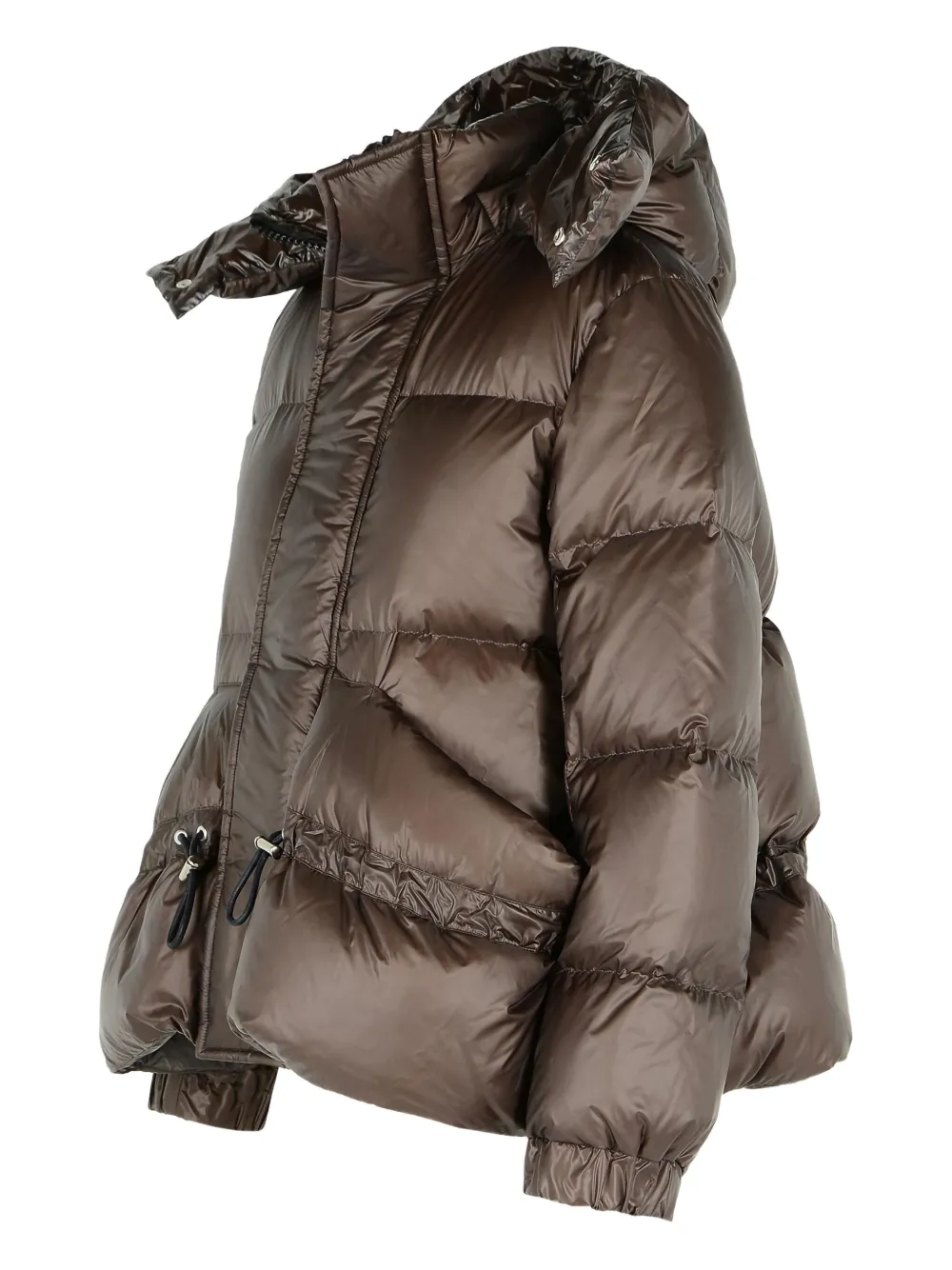 Sacai Removable-hood Quilted Down Jacket In Brown