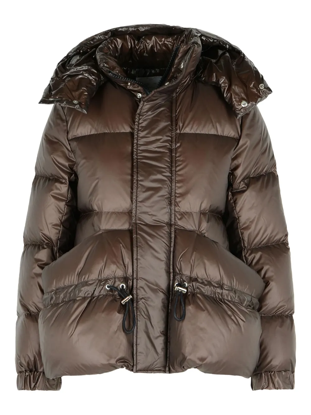 Sacai Removable-hood Quilted Down Jacket In Brown