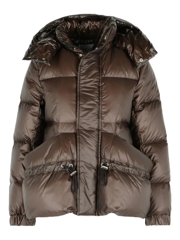 Sacai フーデッド ダウンジャケット | ブラウン | FARFETCH JP