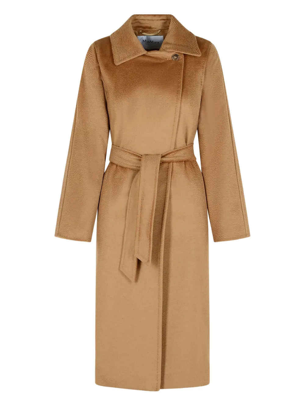Max Mara Belted Camel Coat Long Sleeves In Brown