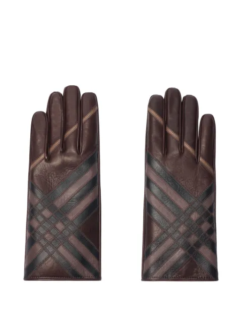 Burberry check-pattern leather gloves