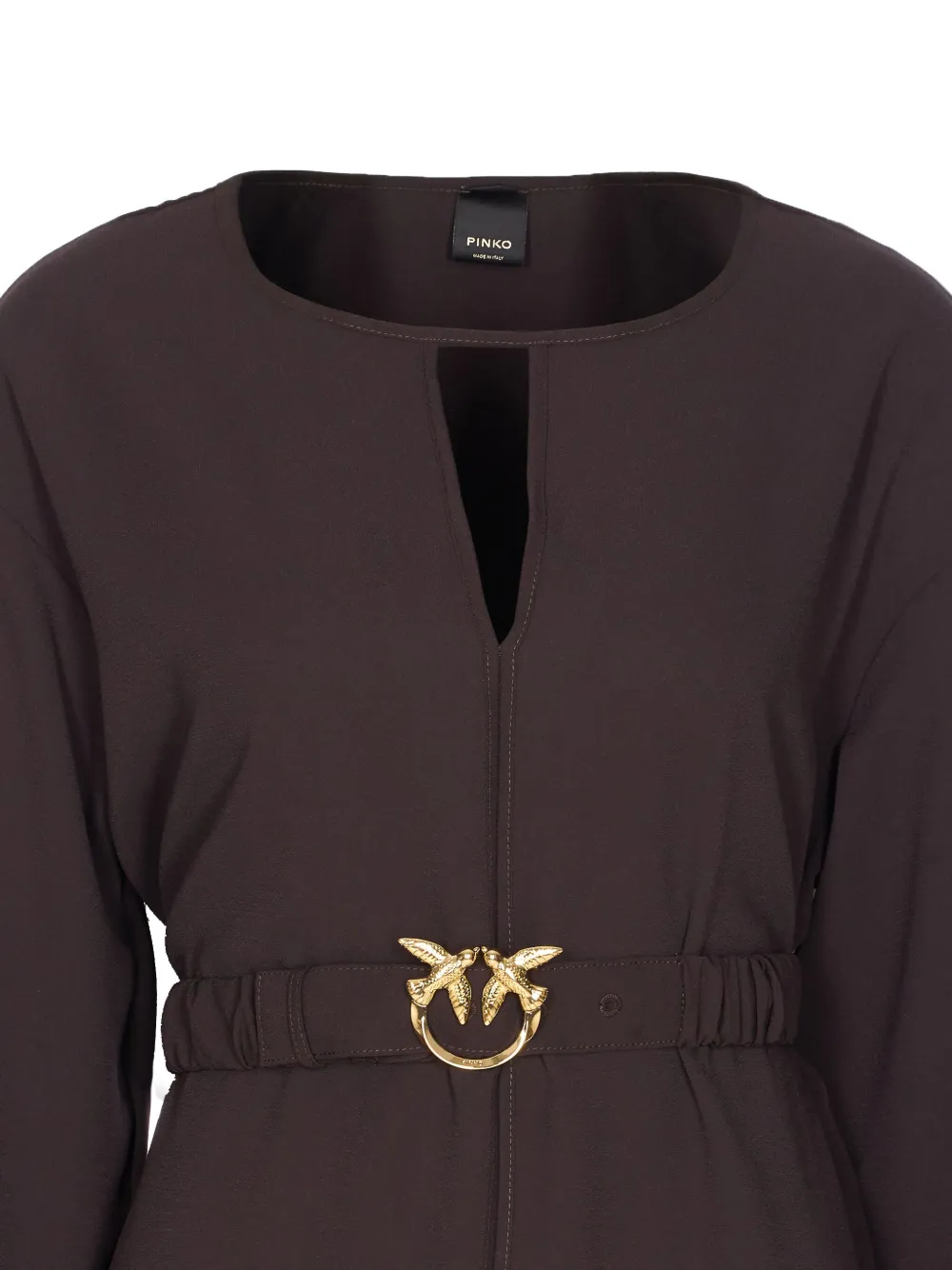 PINKO Jurk verfraaid met vogel en ceintuur Bruin