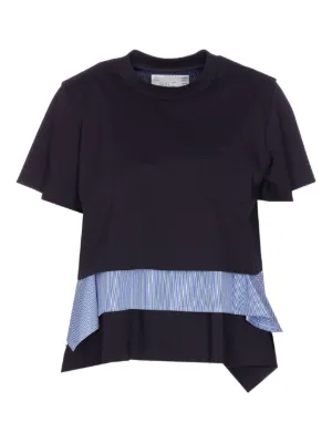 sacai レイヤードTシャツ sacai: Navy Horizontal Stripe T-Shirt | SSENSE