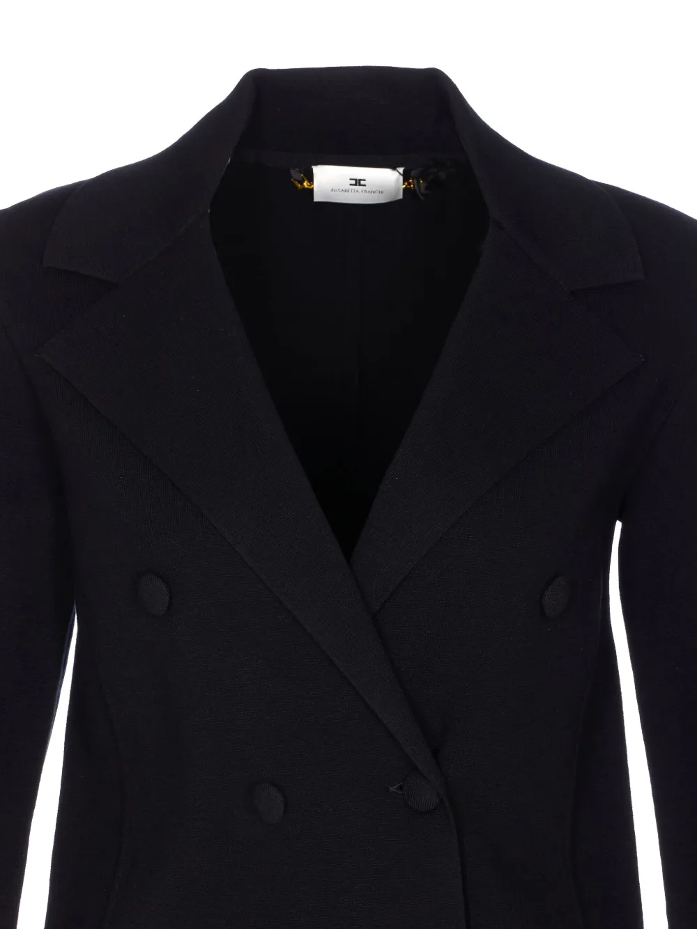 Elisabetta Franchi Double-breasted Knit Jacket With Embroidery Clothing In Black