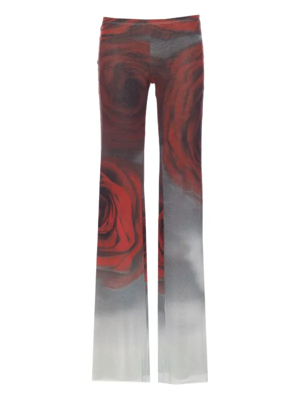 Jean Paul Gaultier Rose-print Mesh Trousers in Grey