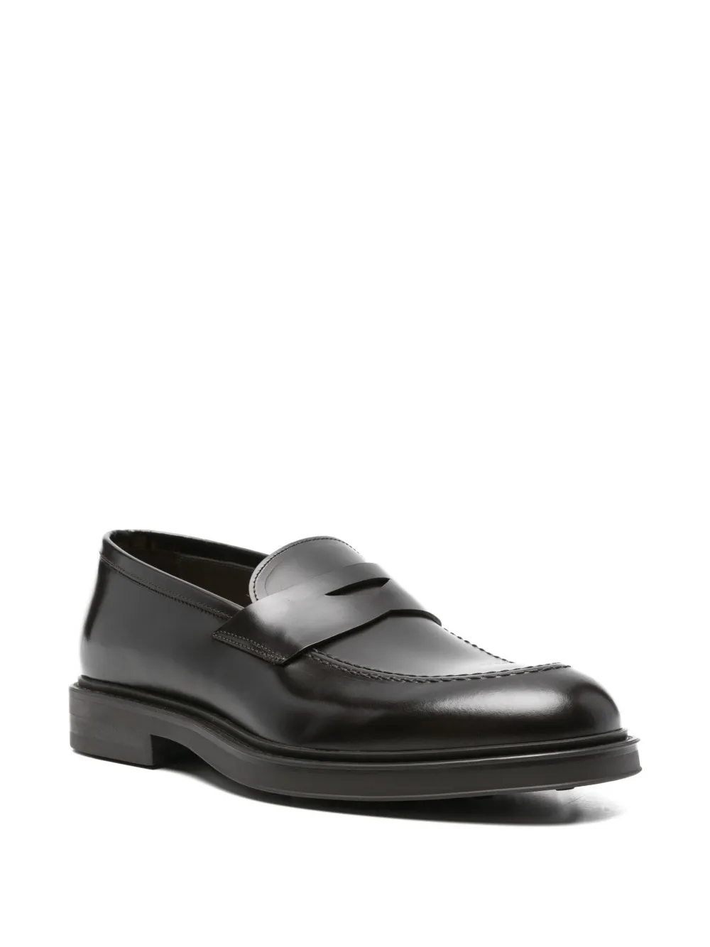 Green George penny-slot leather loafers Bruin