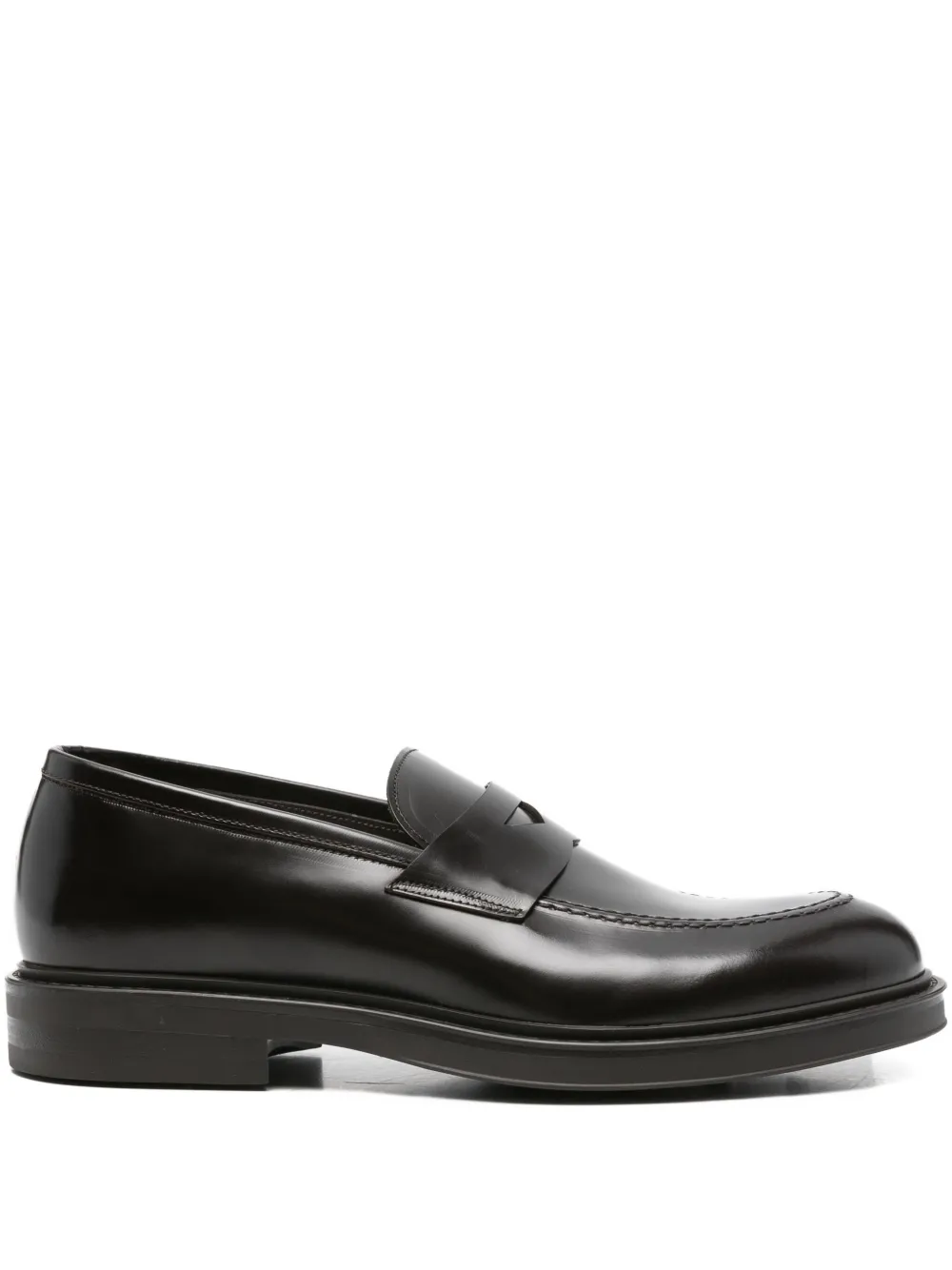 Green George penny-slot leather loafers Bruin