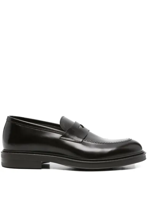 Green George penny-slot leather loafers