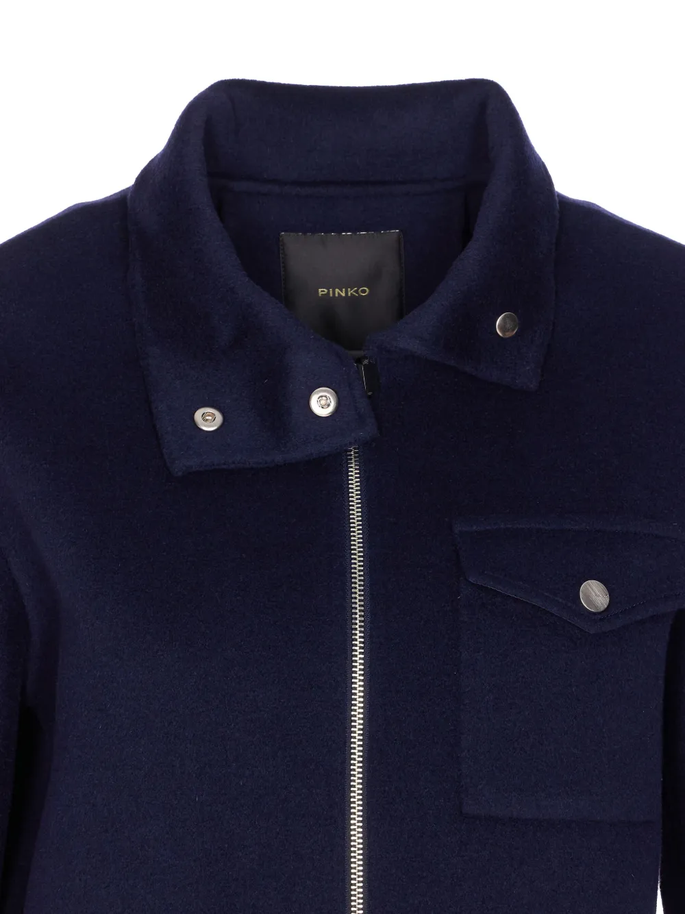 Pinko High Collar Long Sleeve Casual Jacket In Blue