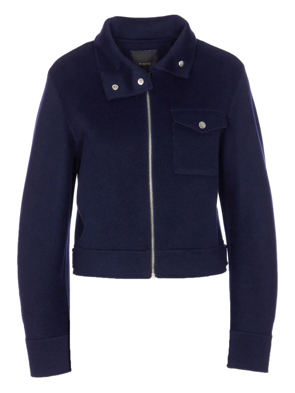Pinko High Collar Long Sleeve Casual Jacket In Blue