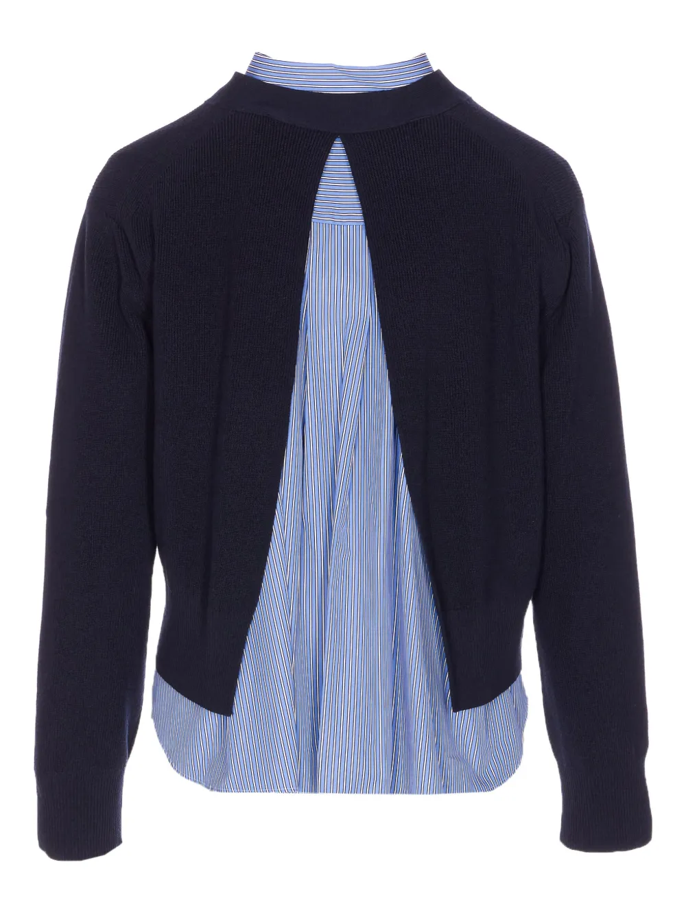 Sacai Button-front Striped Shirt Cardigan In Blue